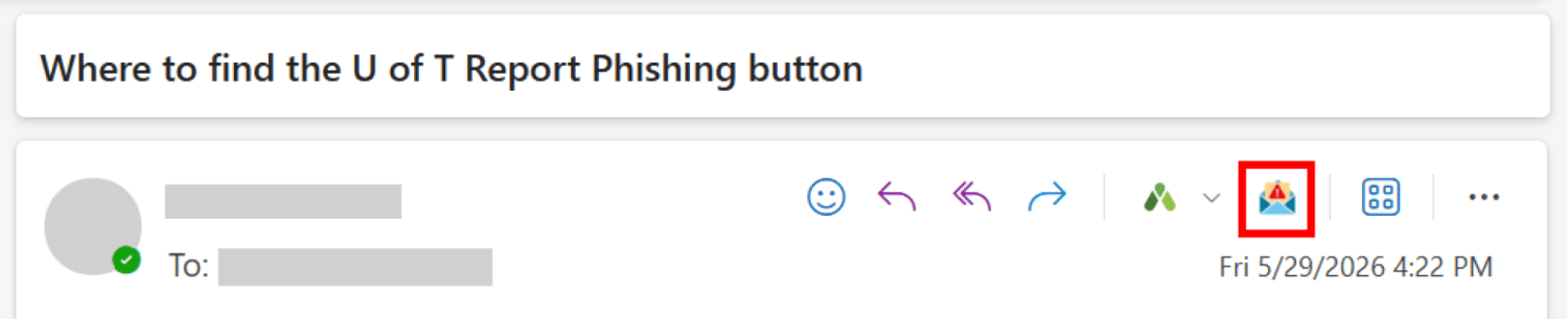 The Report Phishing button in the 'Other apps' section of the email view pane header.