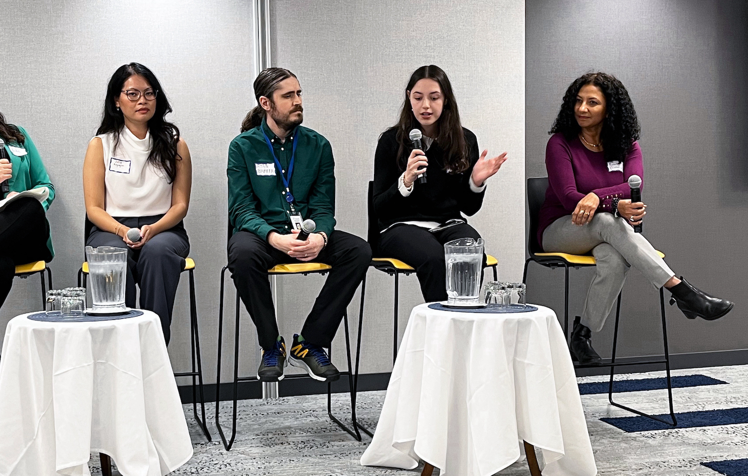 Panelist Aidan Mitchell- Boudreau speaking during the panel discussion.