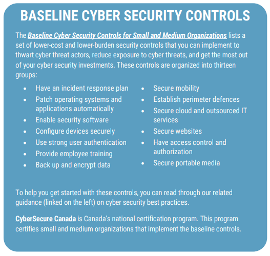 Baseline Security Controls. Read linked pdf