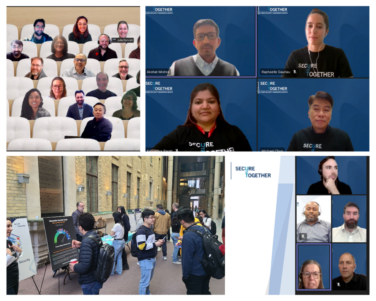 Collage of photos from the events held during Cyber Security Awareness Month 2023 at U of T