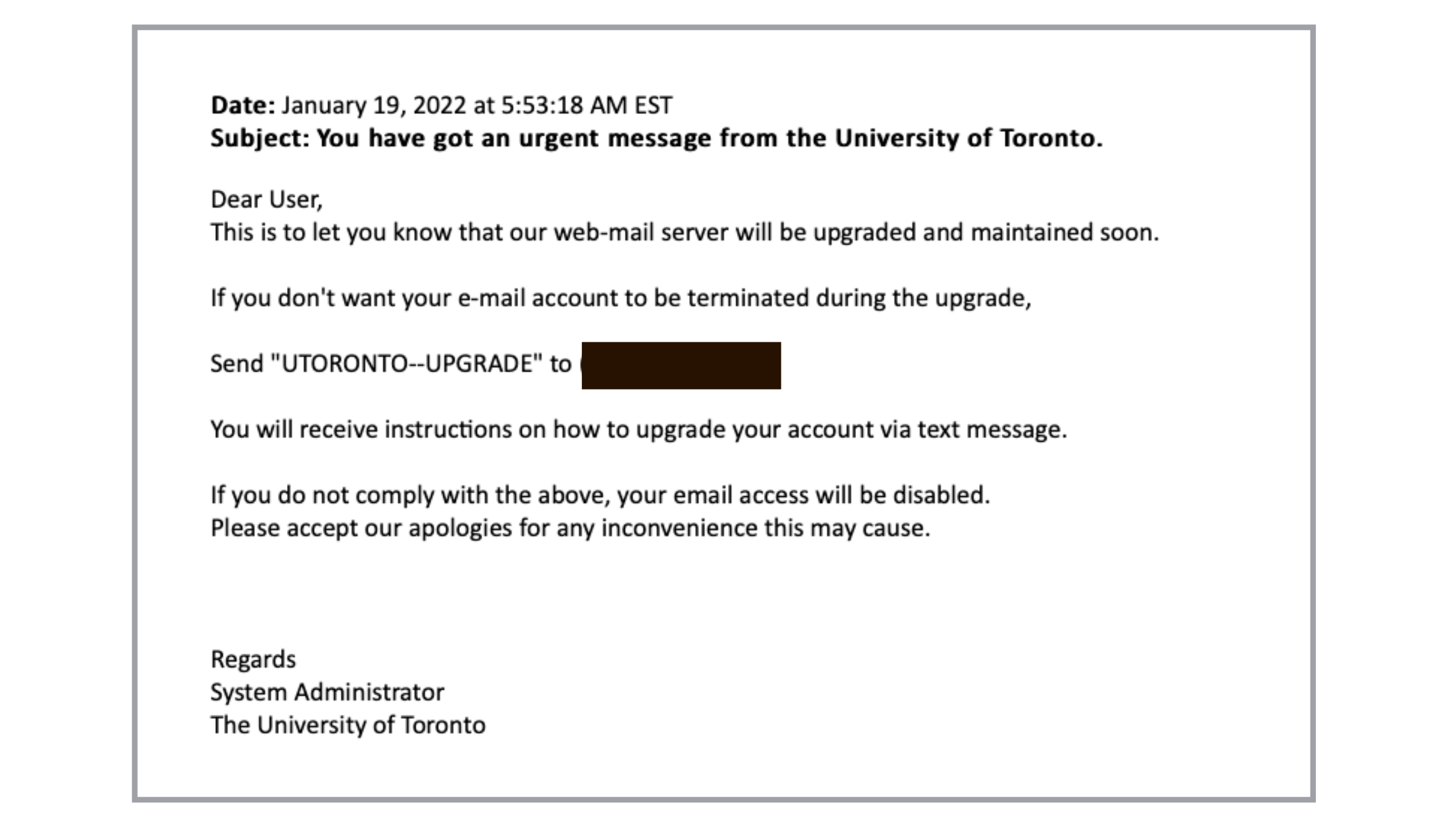  Phish You Have Got An Urgent Message From The University Of Toronto 