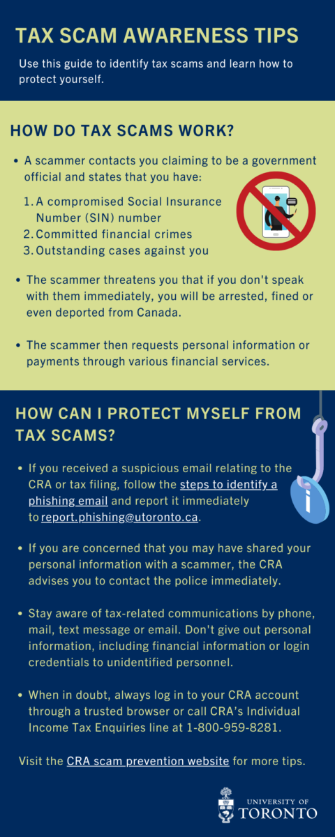 Infographic with tips for protection from tax-related scams