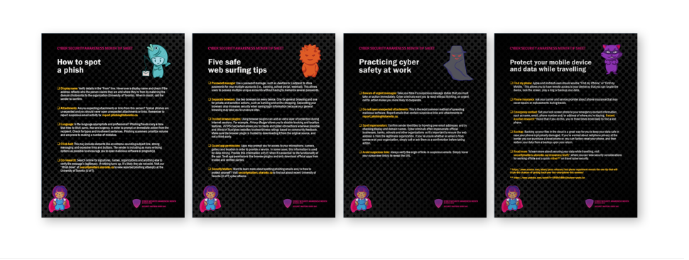 This is an image of the tip sheets prepared for 2018's cyber security awareness month.